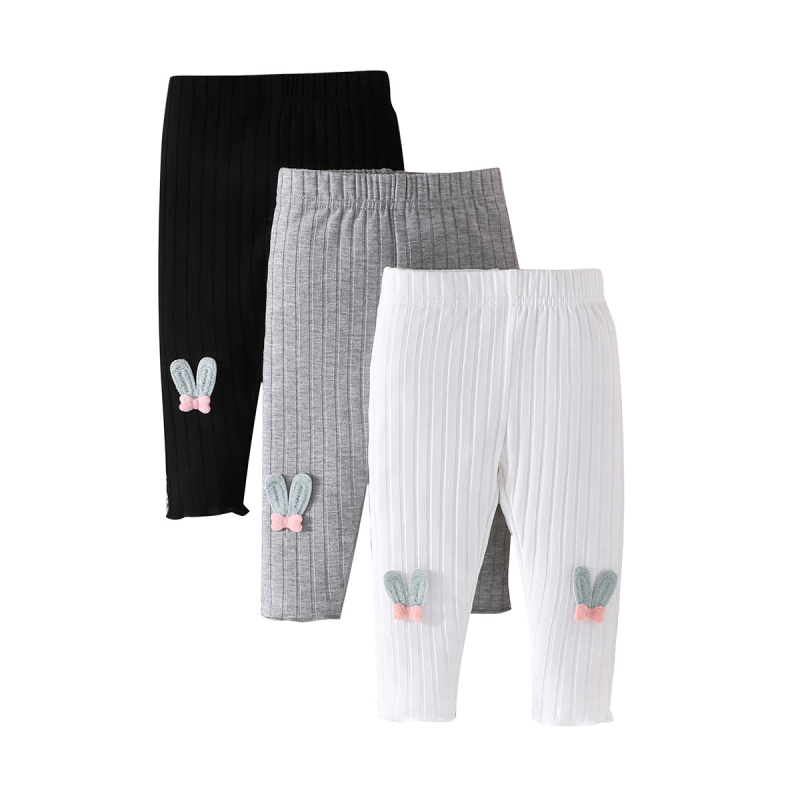 Transfrontalieră 2024 primăvară și toamnă fetiță nouă drăguță simplă ureche de iepure culoare solidă pantaloni Pit combinație din trei piese