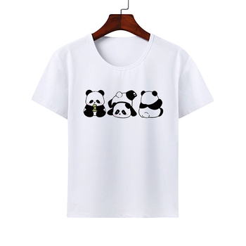 Kreslené roztomilé zvieracie panda tričko Modal ležérne rodinné oblečenie triedne oblečenie s krátkym rukávom skupinové aktivity okrúhly výstrih detské oblečenie