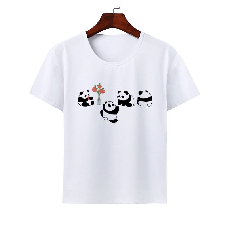 Kreslené roztomilé zvieracie panda tričko Modal ležérne rodinné oblečenie triedne oblečenie s krátkym rukávom skupinové aktivity okrúhly výstrih detské oblečenie