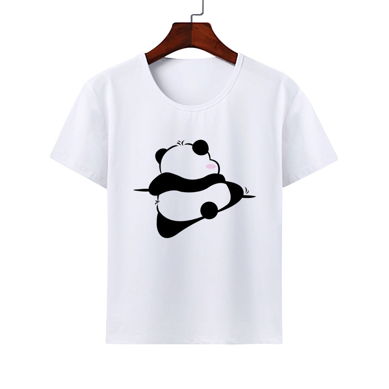 Kreslené roztomilé zvieracie panda tričko Modal ležérne rodinné oblečenie triedne oblečenie s krátkym rukávom skupinové aktivity okrúhly výstrih detské oblečenie
