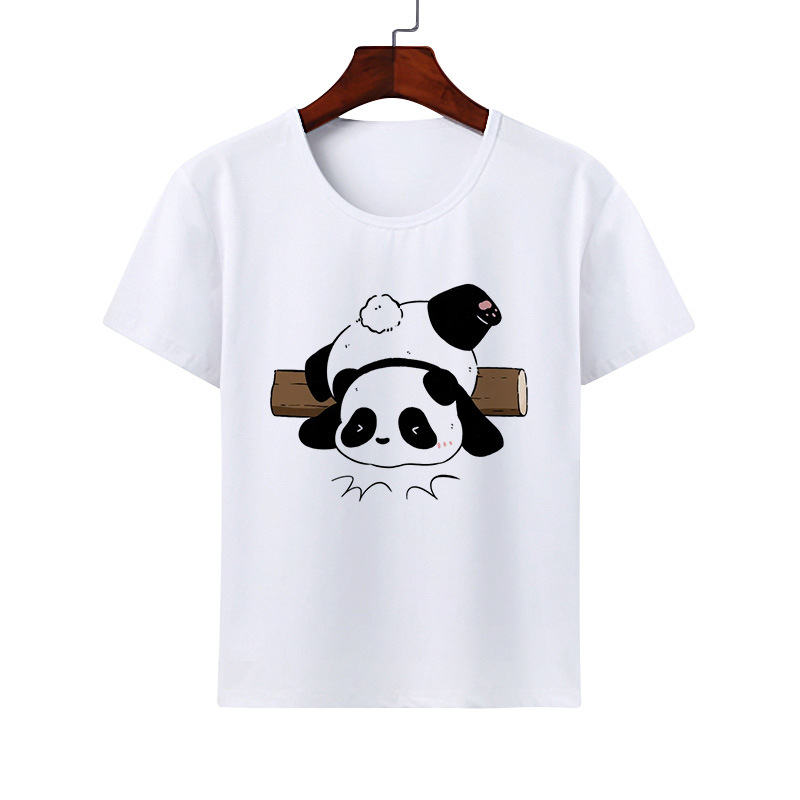 Kreslené roztomilé zvieracie panda tričko Modal ležérne rodinné oblečenie triedne oblečenie s krátkym rukávom skupinové aktivity okrúhly výstrih detské oblečenie