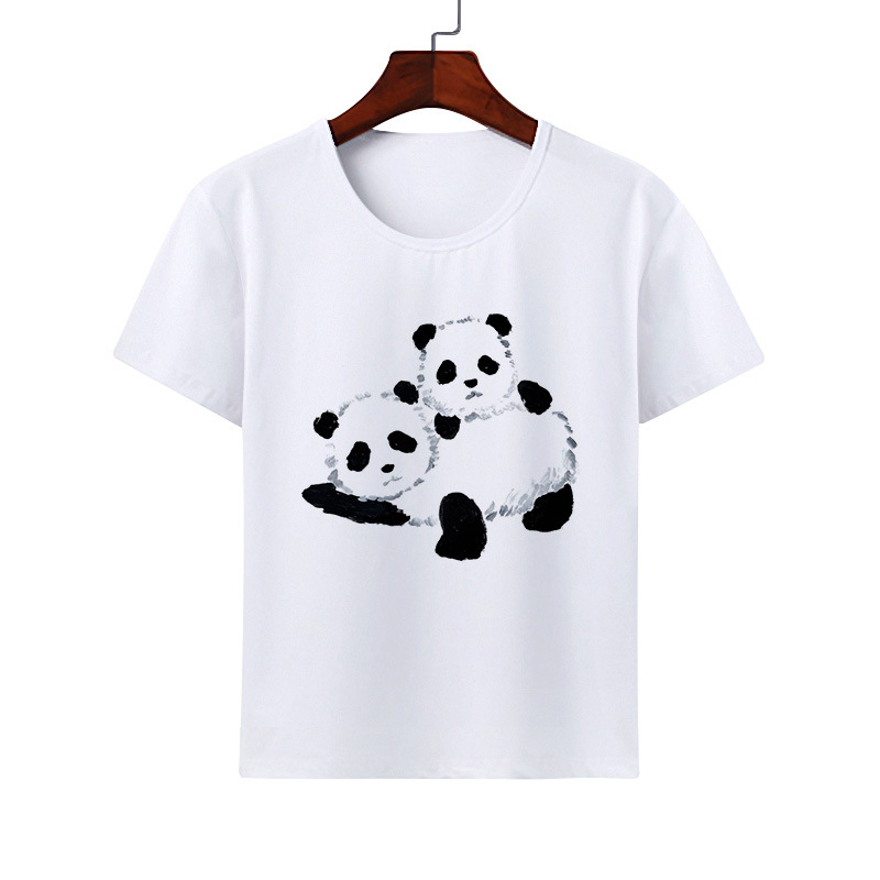 Kreslené roztomilé zvieracie panda tričko Modal ležérne rodinné oblečenie triedne oblečenie s krátkym rukávom skupinové aktivity okrúhly výstrih detské oblečenie
