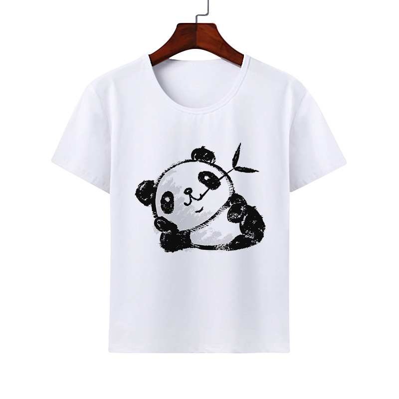 Kreslené roztomilé zvieracie panda tričko Modal ležérne rodinné oblečenie triedne oblečenie s krátkym rukávom skupinové aktivity okrúhly výstrih detské oblečenie