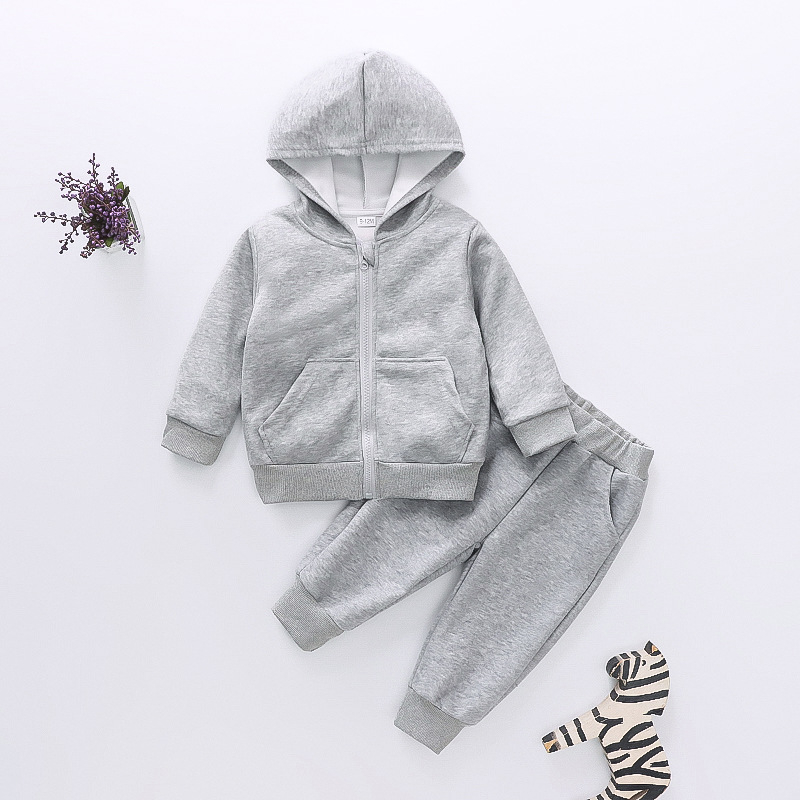 Dječja odjeća, kardigan prsluci s flis podstavom, odijelo za jesen i zimu 2024., novo, slobodno vrijeme, sportsko odijelo za dječake i djevojčice u jednoj boji.