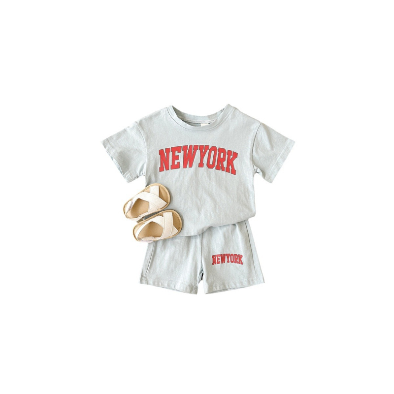 K-Style dječje ljetno odijelo s tiskom slova, ležerni sportski dvodijelni set kratkih rukava, preko granice