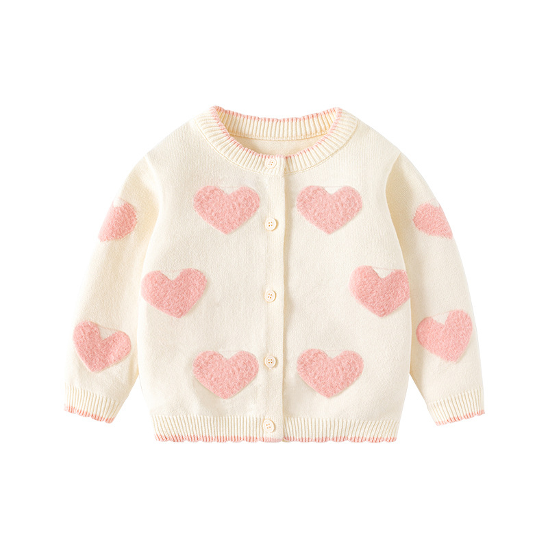 Pehme ja vahase südamega puhtast puuvillast beebikampsun Kategooria Sügis- ja talvetüdrukute kampsun, kardigan Kootud beebikampsun Üleriided