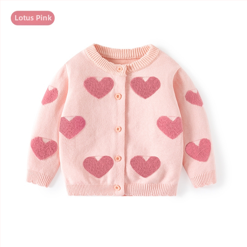 Pehme ja vahase südamega puhtast puuvillast beebikampsun Kategooria Sügis- ja talvetüdrukute kampsun, kardigan Kootud beebikampsun Üleriided