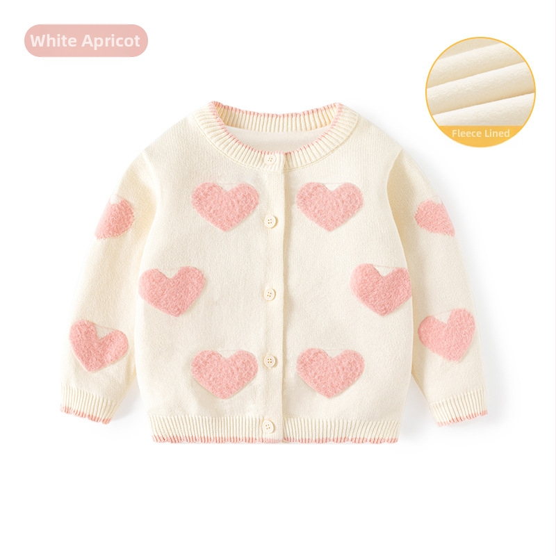 Pehme ja vahase südamega puhtast puuvillast beebikampsun Kategooria Sügis- ja talvetüdrukute kampsun, kardigan Kootud beebikampsun Üleriided