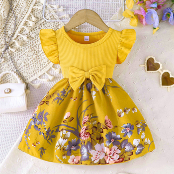 Prekogranična ljetna europska i američka djevojačka ležerna slatka jednodijelna haljina s leperavim rukavima i cvjetnim printom, dropshipping