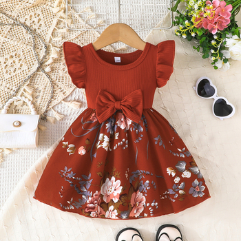 Καλοκαιρινό, casual φόρεμα με φλοράλ print και μανίκια για κορίτσια από την Ευρώπη και την Αμερική, σε ολόσωμο στυλ, με dropshipping