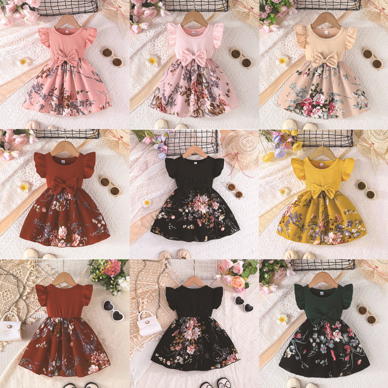 Prekogranična ljetna europska i američka djevojačka ležerna slatka jednodijelna haljina s leperavim rukavima i cvjetnim printom, dropshipping