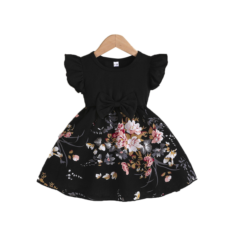 Prekogranična ljetna europska i američka djevojačka ležerna slatka jednodijelna haljina s leperavim rukavima i cvjetnim printom, dropshipping