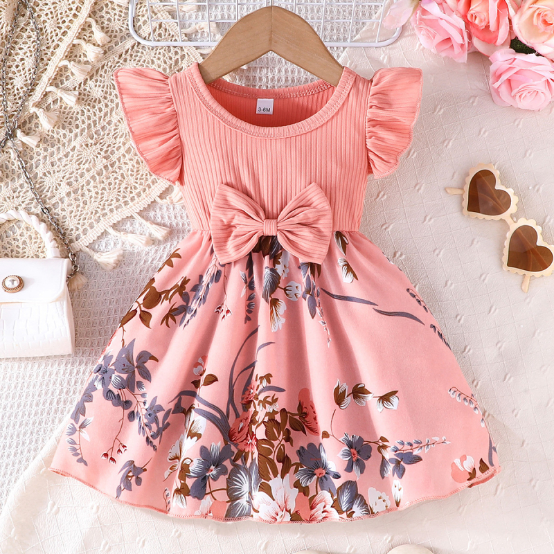 Prekogranična ljetna europska i američka djevojačka ležerna slatka jednodijelna haljina s leperavim rukavima i cvjetnim printom, dropshipping