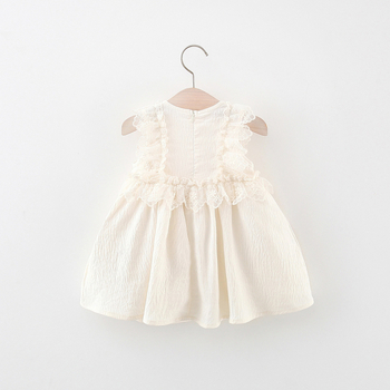 Ljetna nova djevojačka jednobojna čipkasta suknja s okruglim izrezom i letećim rukavima, princezina torba za dostavu