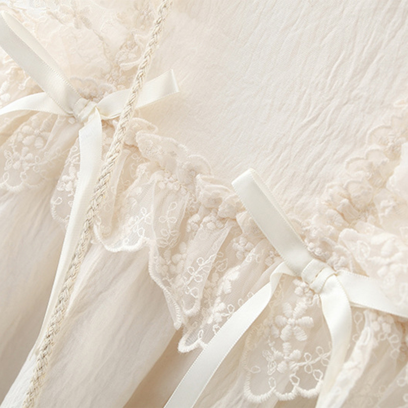 Ljetna nova djevojačka jednobojna čipkasta suknja s okruglim izrezom i letećim rukavima, princezina torba za dostavu