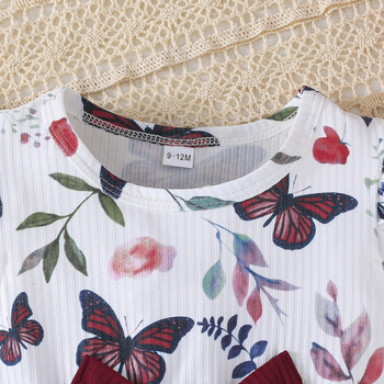 Διασυνοριακό 2025 χαριτωμένο καλοκαιρινό φόρεμα για κοριτσάκι με μοτίβο πεταλούδας, μονόχρωμο φόρεμα, συνδυασμός 2 τεμαχίων