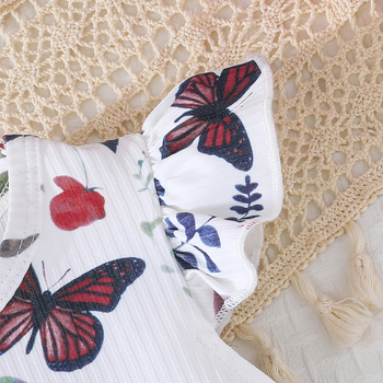 Διασυνοριακό 2025 χαριτωμένο καλοκαιρινό φόρεμα για κοριτσάκι με μοτίβο πεταλούδας, μονόχρωμο φόρεμα, συνδυασμός 2 τεμαχίων