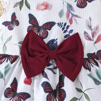 Διασυνοριακό 2025 χαριτωμένο καλοκαιρινό φόρεμα για κοριτσάκι με μοτίβο πεταλούδας, μονόχρωμο φόρεμα, συνδυασμός 2 τεμαχίων