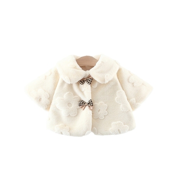 Talv 2023 uus kahe lipsusõlmega lilleline villane kampsun-sall tüdrukute lilleline villane kampsun-sall-mantel