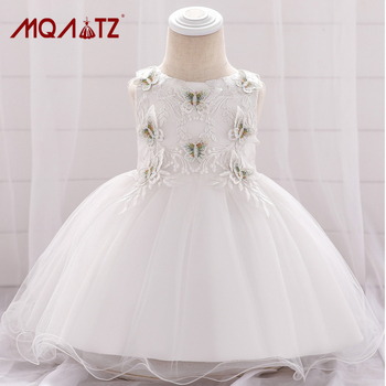 Rochie de mireasă cu pastă de fluture pentru fete europene și americane, de un an, pentru ziua de naștere a bebelușului, din plasă, europene și americane