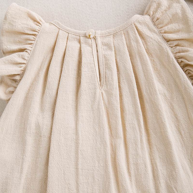 Rochie de vară nouă în stil coreean pentru fete, clasa A, din bumbac, îmbrăcăminte pentru bebeluși, fete, drăguț, cu mânecă zburătoare, din bumbac pur, prințesă, rochie de vară