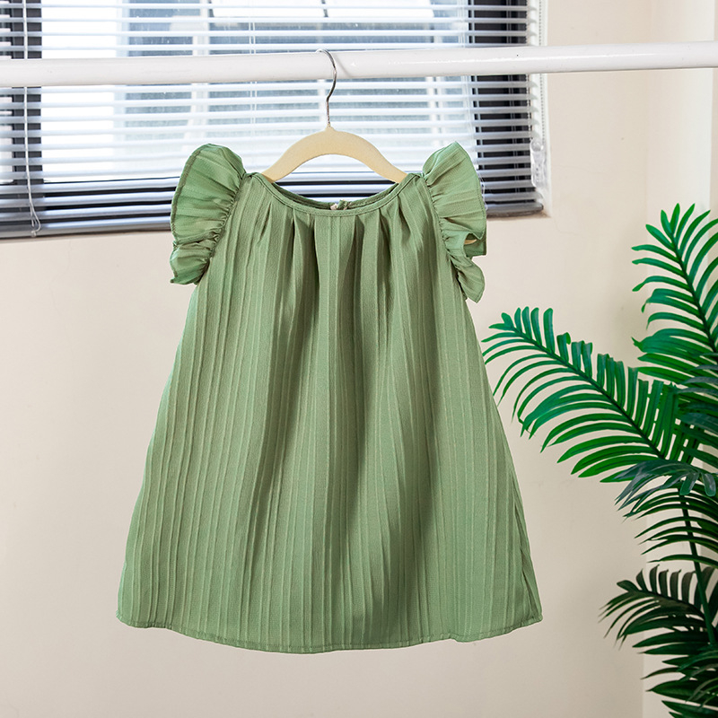 Rochie de vară nouă în stil coreean pentru fete, clasa A, din bumbac, îmbrăcăminte pentru bebeluși, fete, drăguț, cu mânecă zburătoare, din bumbac pur, prințesă, rochie de vară