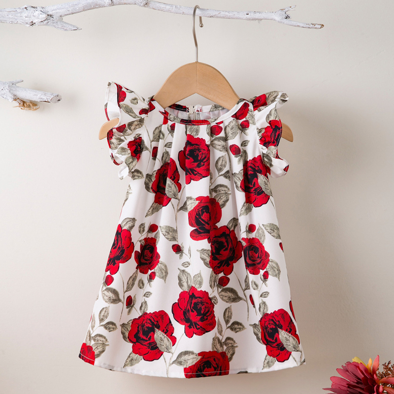 Rochie de vară nouă în stil coreean pentru fete, clasa A, din bumbac, îmbrăcăminte pentru bebeluși, fete, drăguț, cu mânecă zburătoare, din bumbac pur, prințesă, rochie de vară