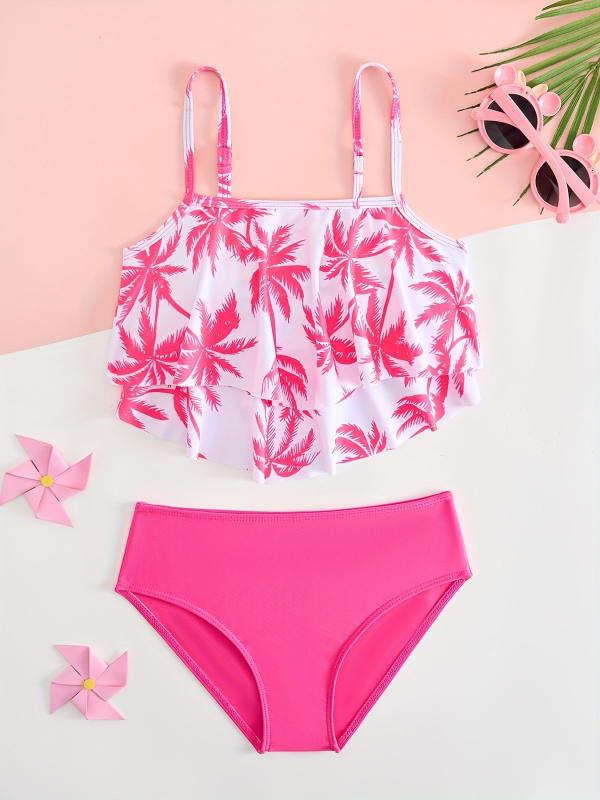 Παιδικό μαγιό 25 ετών για παιδιά από την Ευρώπη και την Αμερική, τροπικό τυπωμένο, με χώρισμα, μεσαίου και μεγάλου μεγέθους, για κορίτσια, μαγιό για διακοπές στη θάλασσα, αντηλιακή προστασία