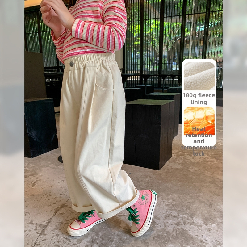 Nohavice Tutu Little Elephant Girls Nohavice jeseň a zima 2024 Nové zamatové dlhé rovné nohavice Detské široké nohavice Ležérne nohavice Jar a jeseň