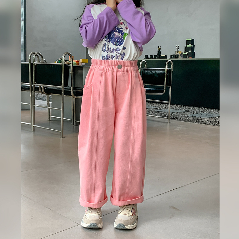 Nohavice Tutu Little Elephant Girls Nohavice jeseň a zima 2024 Nové zamatové dlhé rovné nohavice Detské široké nohavice Ležérne nohavice Jar a jeseň