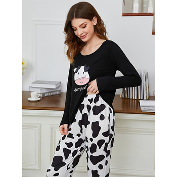 Πιτζάμες Ευρωπαϊκής και Αμερικανικής Εξαγωγής, Σετ Δύο Τεμαχίων με Μακρυμάνικα και Μακριά Παντελόνια, Γαλάκτωμα Μεταξωτού με Ολόσωμη Στάμπα με Κινούμενα Σχέδια Δεινοσαύρων, Νέο Διασυνοριακό Προϊόν