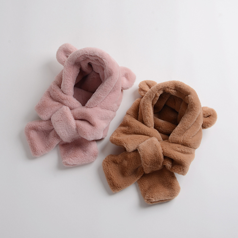 Dječja kapa i šal Jednodijelni set od dva dijela za dječake i djevojčice Slatka zimska plišana kapa za bebe