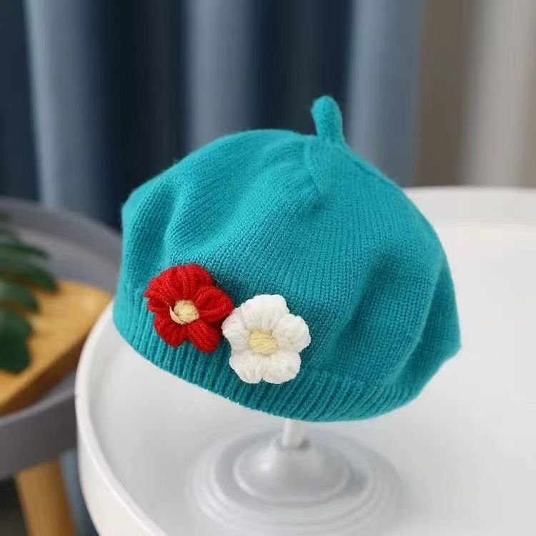 Kislány sapka őszi és téli baba kötött barett aranyos kis viráglány festő sapka gyermek gyapjú sapka divatos