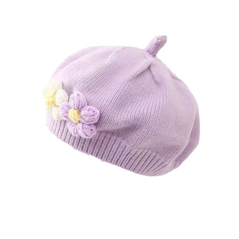 Kislány sapka őszi és téli baba kötött barett aranyos kis viráglány festő sapka gyermek gyapjú sapka divatos