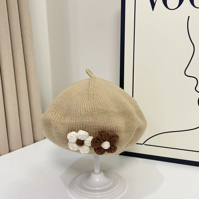 Kislány sapka őszi és téli baba kötött barett aranyos kis viráglány festő sapka gyermek gyapjú sapka divatos