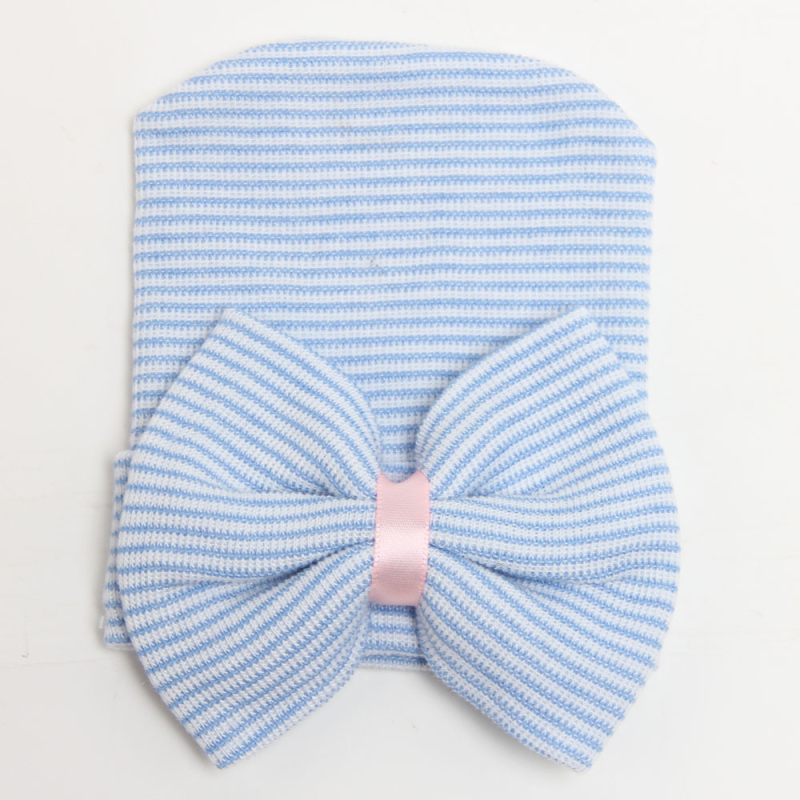 2021-es új európai és amerikai csíkos masnis babasapka 0-3 hónapos korig, egyszínű gyapjúsapka, puha, aranyos pulóver sapka