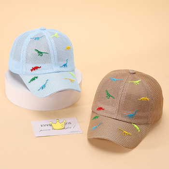 Ljetna nova mrežasta dječja kapa, vezena kapa s dinosaurima, bejzbolska kapa, suncobran, šešir za sunce