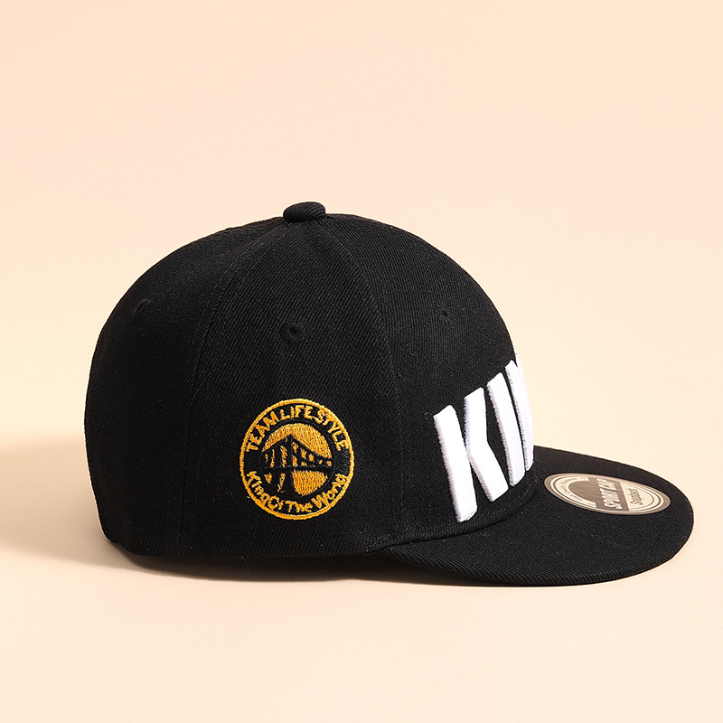 Detská baseballová čiapka s plochým okrajom, veľkoobchodná chlapčenská európska a americká trendová hip hopová čiapka, vyšívaná KING Sun Hat