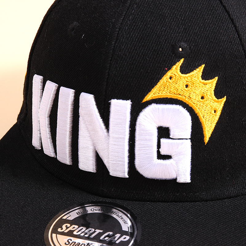 Detská baseballová čiapka s plochým okrajom, veľkoobchodná chlapčenská európska a americká trendová hip hopová čiapka, vyšívaná KING Sun Hat