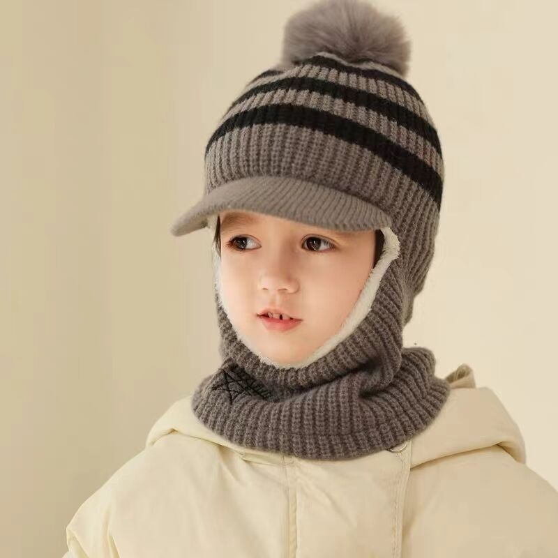Laste ühes tükis müts poistele ja tüdrukutele villast müts õues külmakindel soe müts fliisvoodriga paksendatud müts