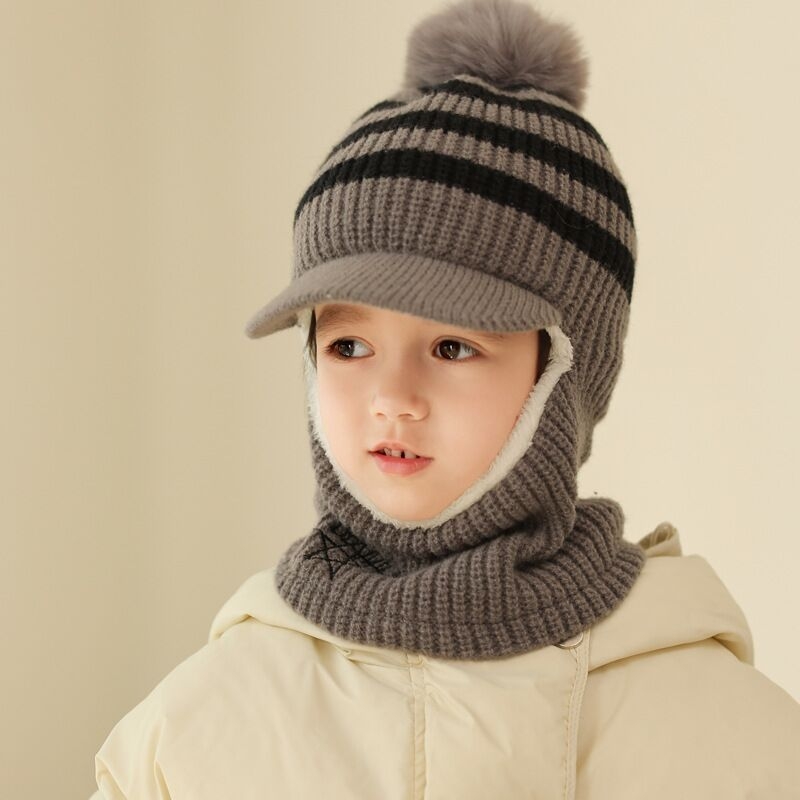 Laste ühes tükis müts poistele ja tüdrukutele villast müts õues külmakindel soe müts fliisvoodriga paksendatud müts