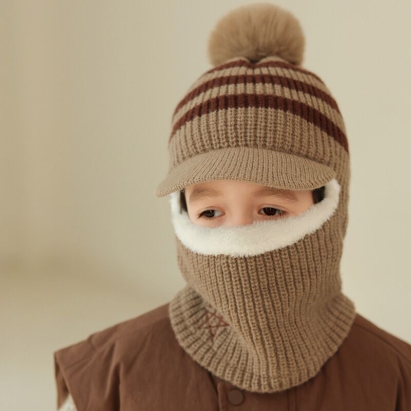 Laste ühes tükis müts poistele ja tüdrukutele villast müts õues külmakindel soe müts fliisvoodriga paksendatud müts