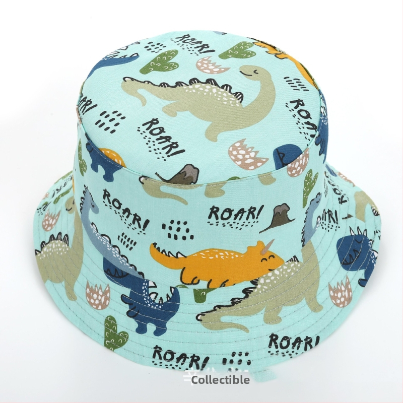 Бебешка рибарска шапка, пролетна и есенна, с щампа на животни и анимационна рисунка, за момчета и момичета, корейски стил, модна, ветроустойчива, регулируема по дължина с въже.