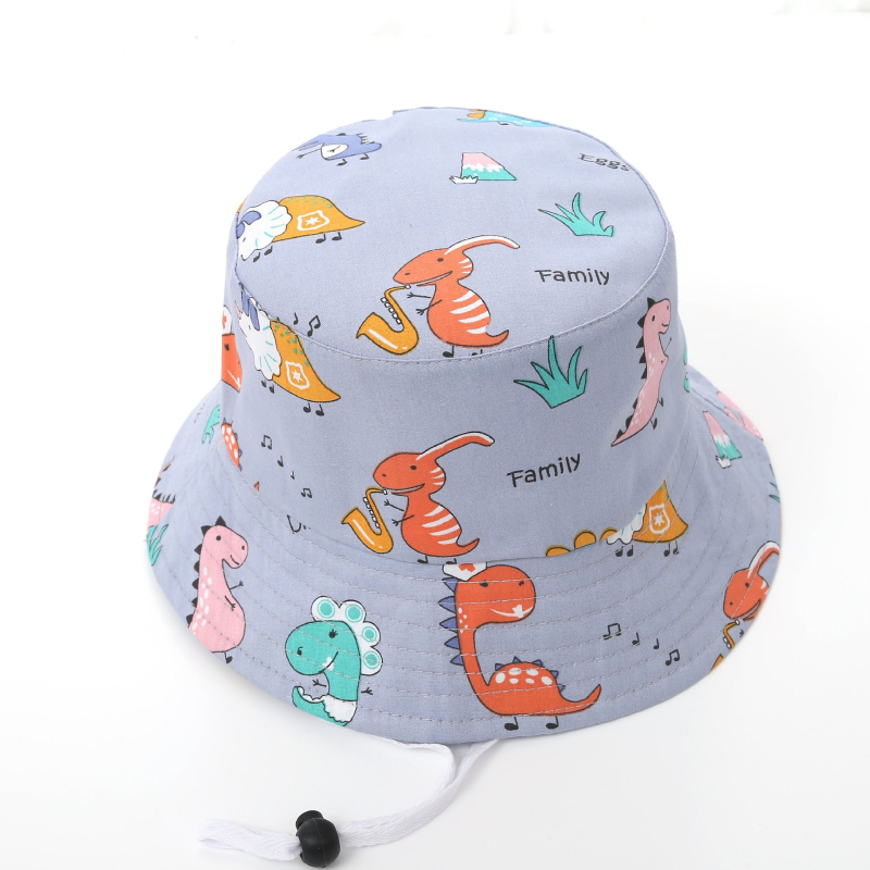 Dječja ribarska kapa za proljeće i jesen, šešir za umivaonik s printom crtanih životinja, za dječake i djevojčice, moderan korejski stil, otporan na vjetar, podesiv na uže.