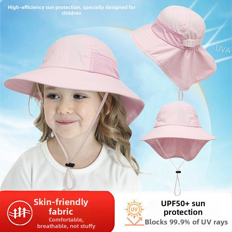 Letný detský slnečný klobúk, detský slnečný klobúk, tenký slnečný klobúk, chlapčenský a dievčenský rybársky klobúk s veľkým okrajom