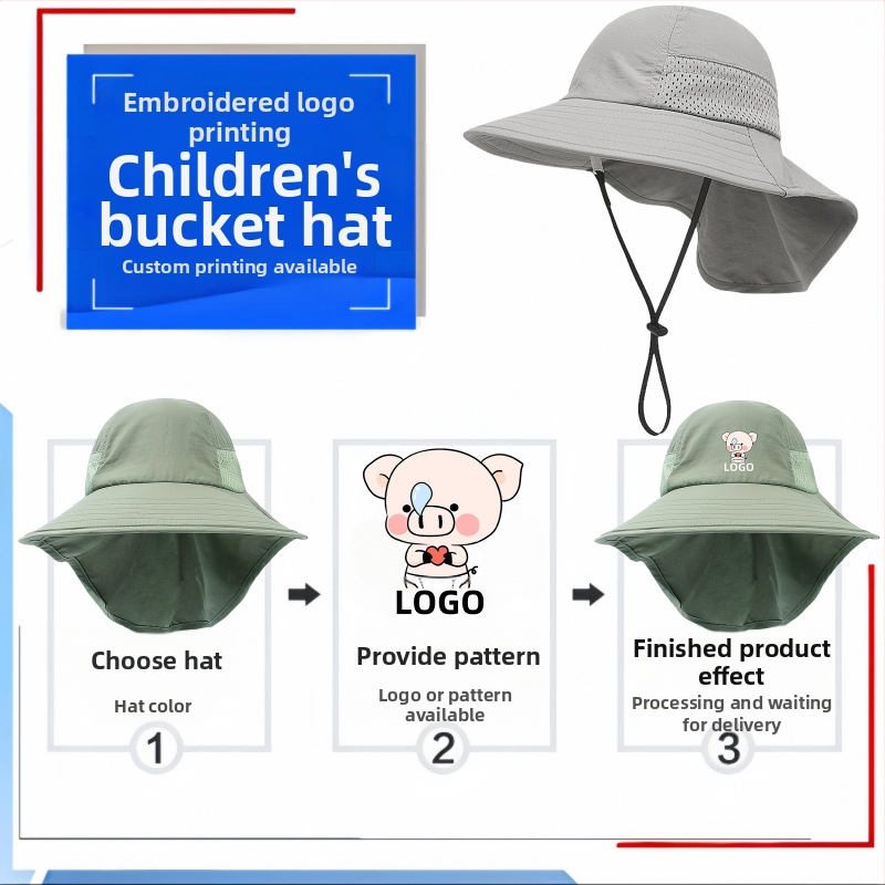 Letný detský slnečný klobúk, detský slnečný klobúk, tenký slnečný klobúk, chlapčenský a dievčenský rybársky klobúk s veľkým okrajom