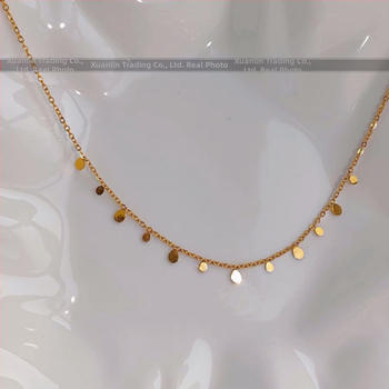 Värvivaba titaanterasest Super Flash sädelevate veepiiskadega väike ümmargune kaelakee naistele, virnastatud väikese ruudukujulise rangluu ketiga kaelakee