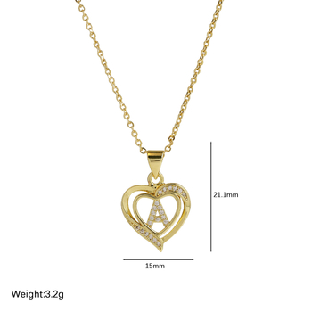 Amazon Explosions 18k messingist süda, südamekujuline 26 inglise tähega ripats, valentinipäeva kingitus, armastuse kaelakee