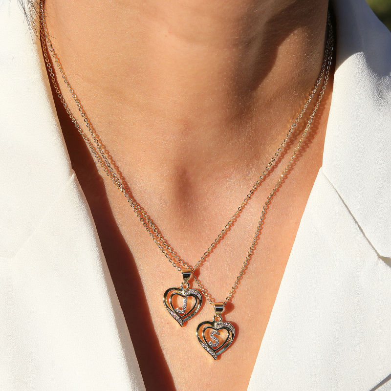 Amazon Explosions 18k messingist süda, südamekujuline 26 inglise tähega ripats, valentinipäeva kingitus, armastuse kaelakee