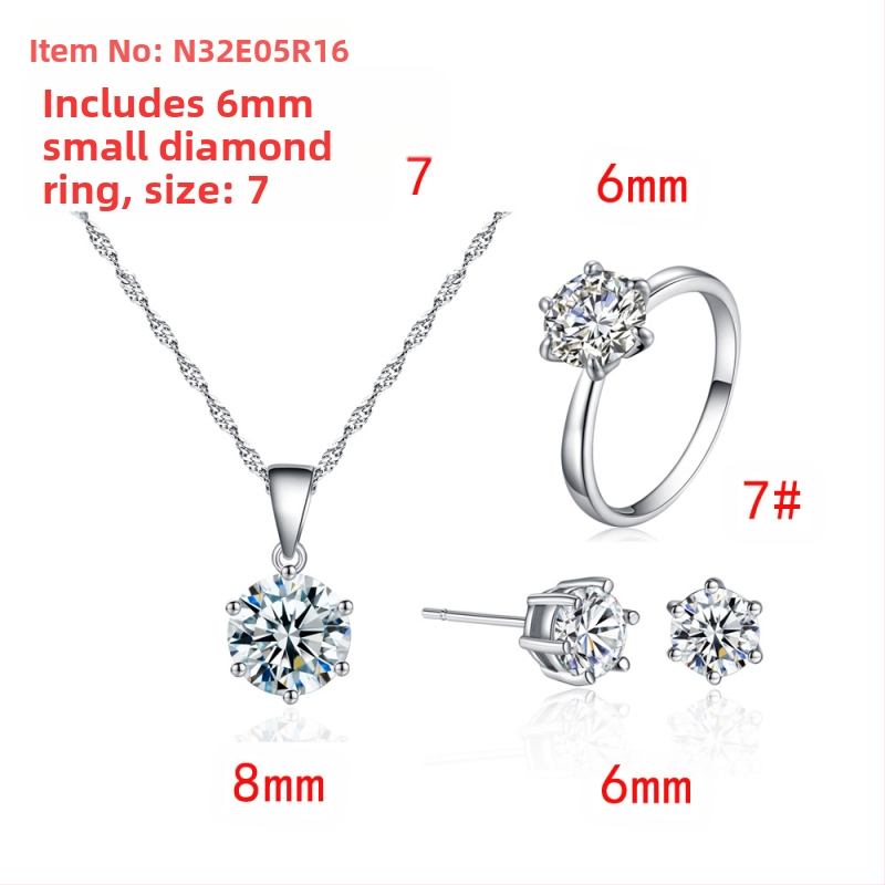 2023. aasta nišikujundusega kuue küünisega tsirkoonist kõrvarõngad, kaelakee naistele, lihtne mood, kõrge sensatsiooniga kõrvarõngad, ehete hulgimüük